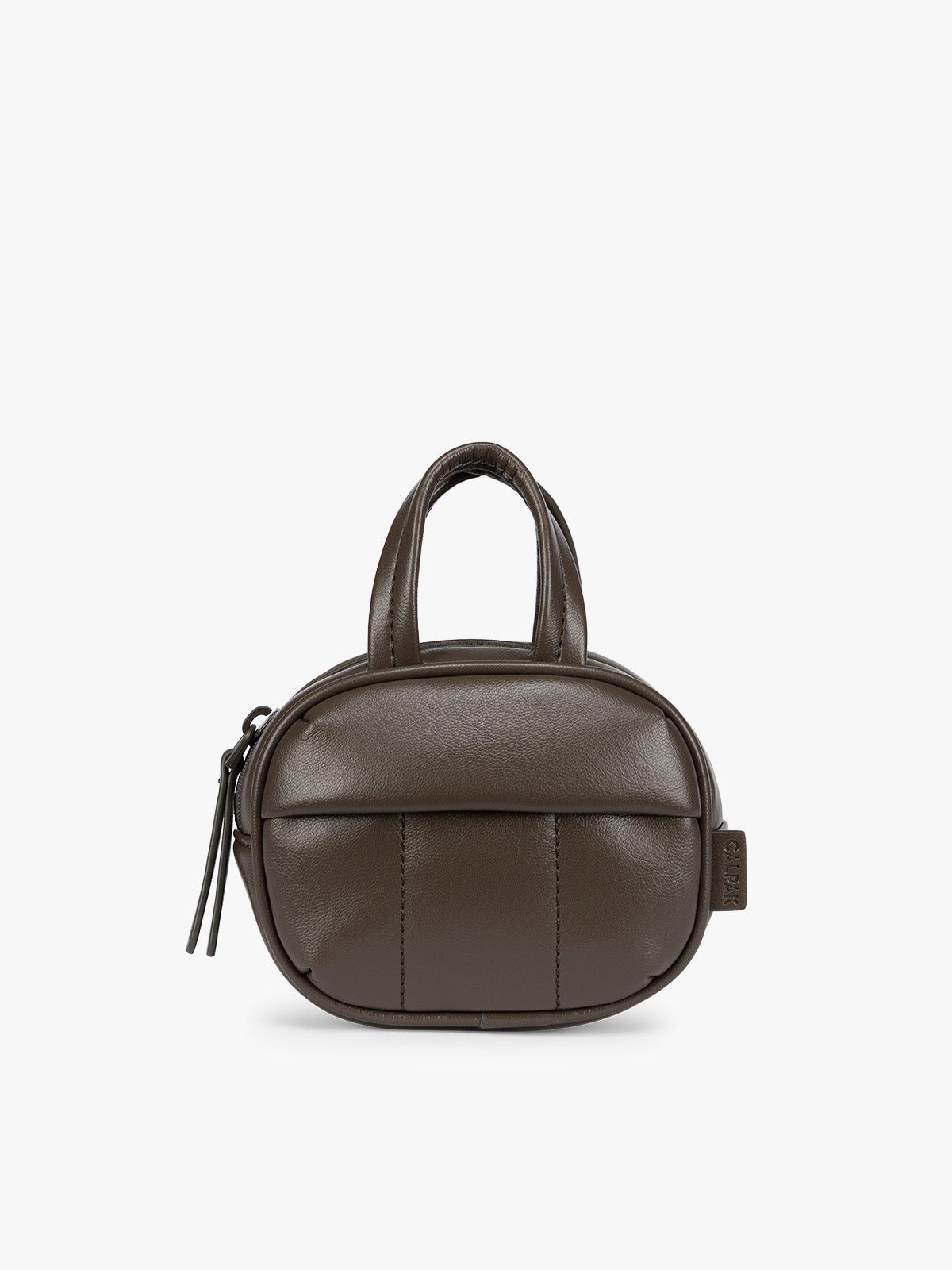 Luka Duffel Zip Bag Charm in Vegan Leather in Mushroom