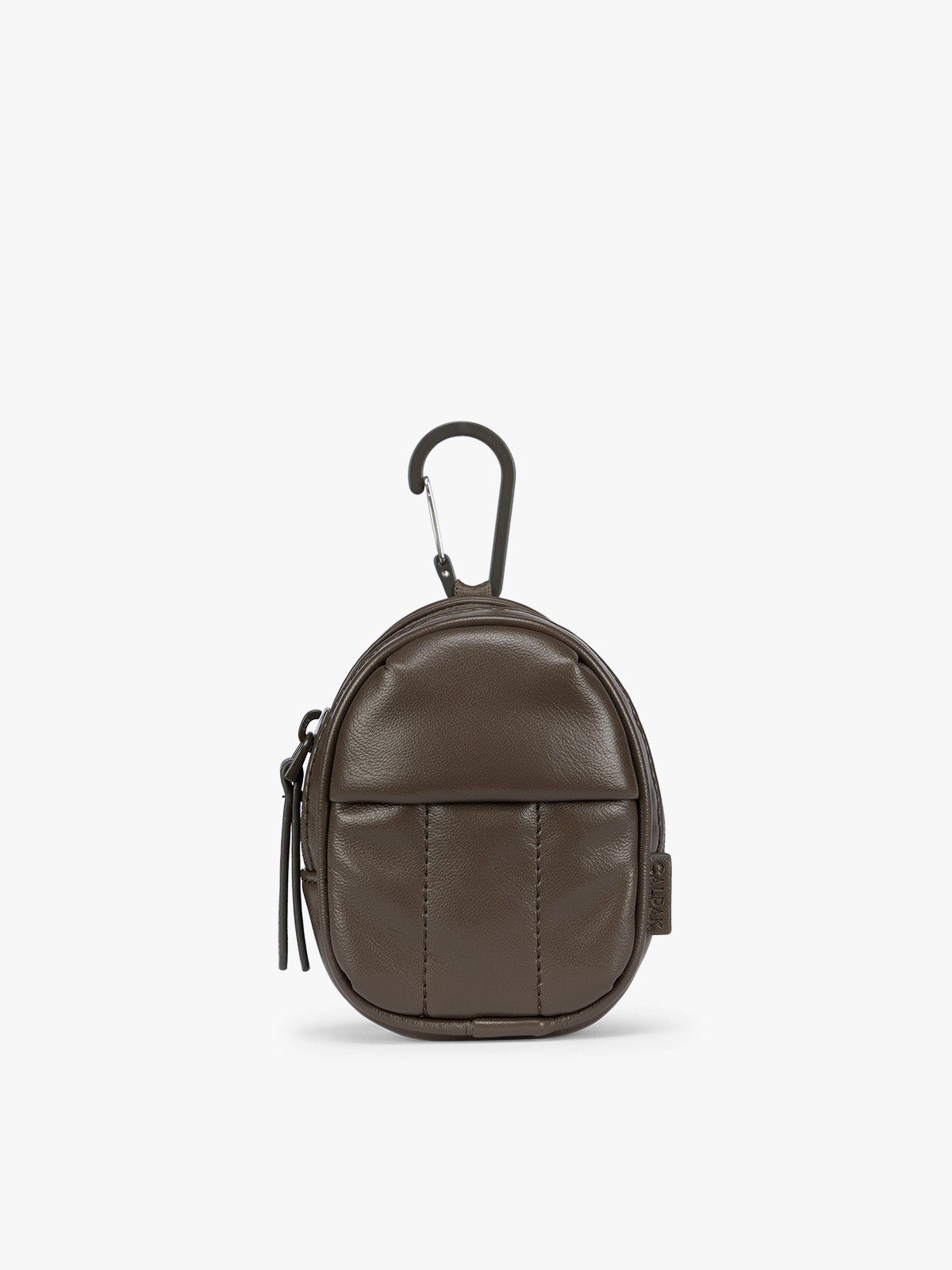 Luka Backpack Zip Bag Charm in Vegan Leather in Mushroom