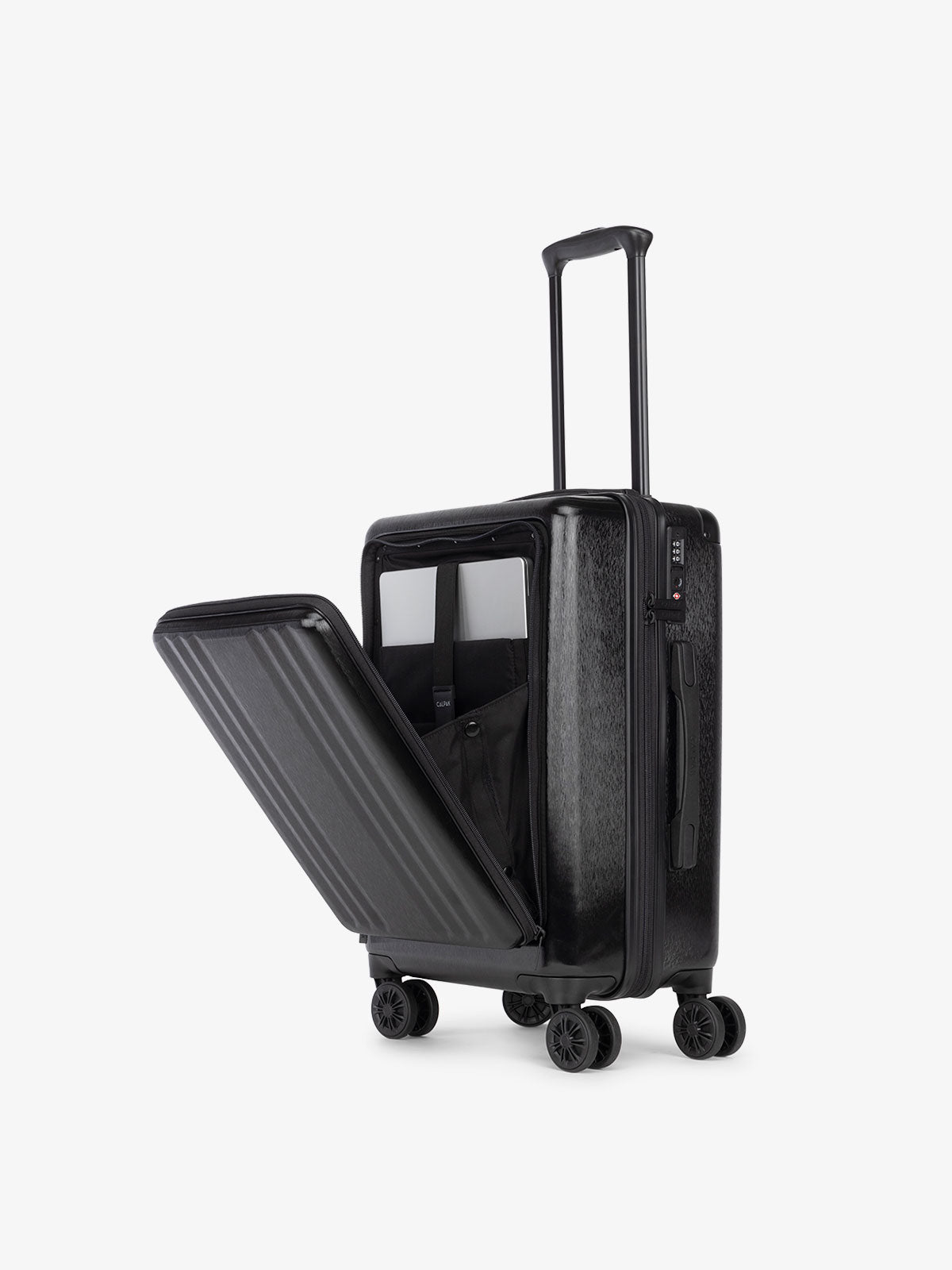 Ambeur Front Pocket Carry-On Luggage in Black