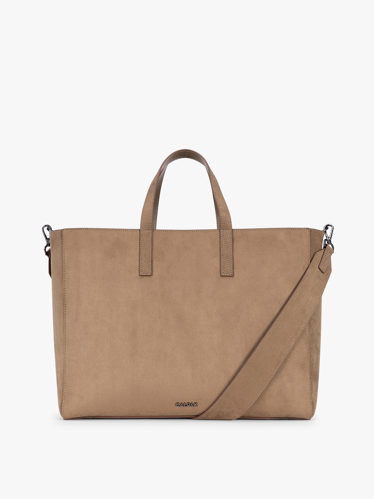 Haven 16" Laptop Tote in Vegan Suede in Truffle Suede