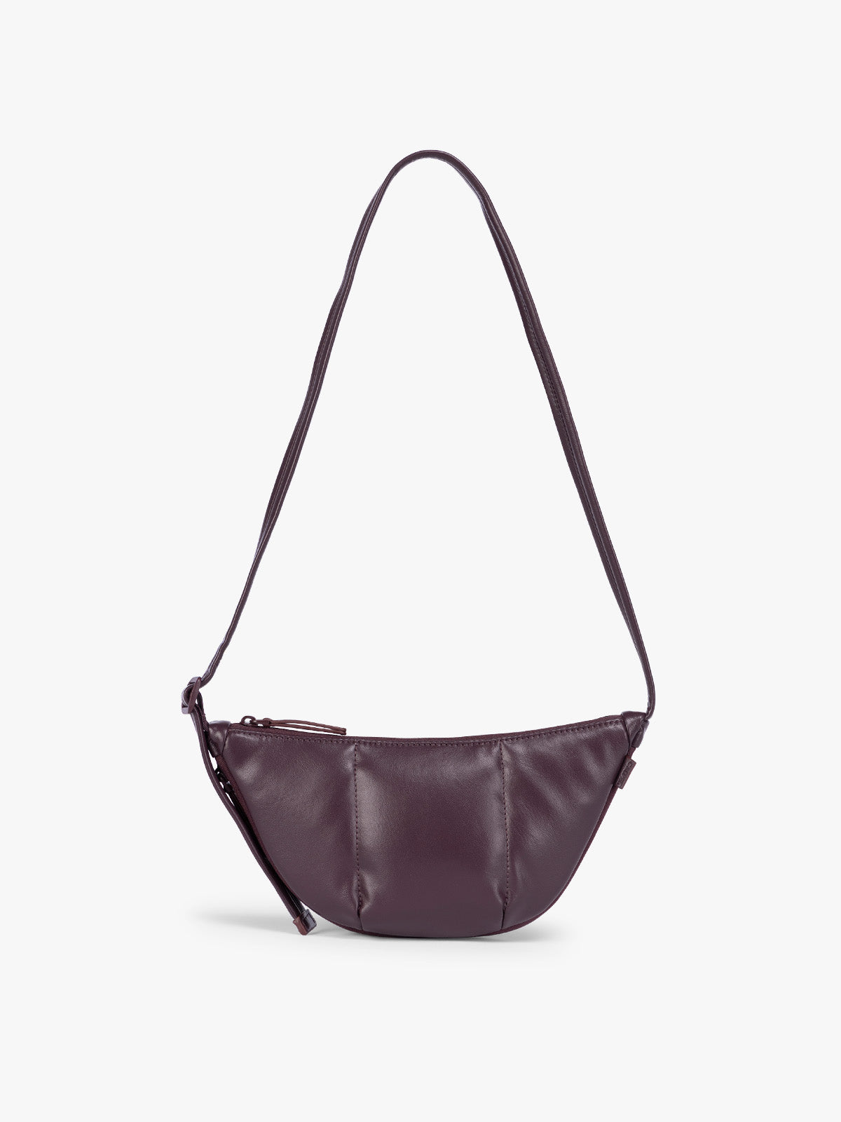 Luka Crescent Bag in Vegan Leather in Dark Cherry