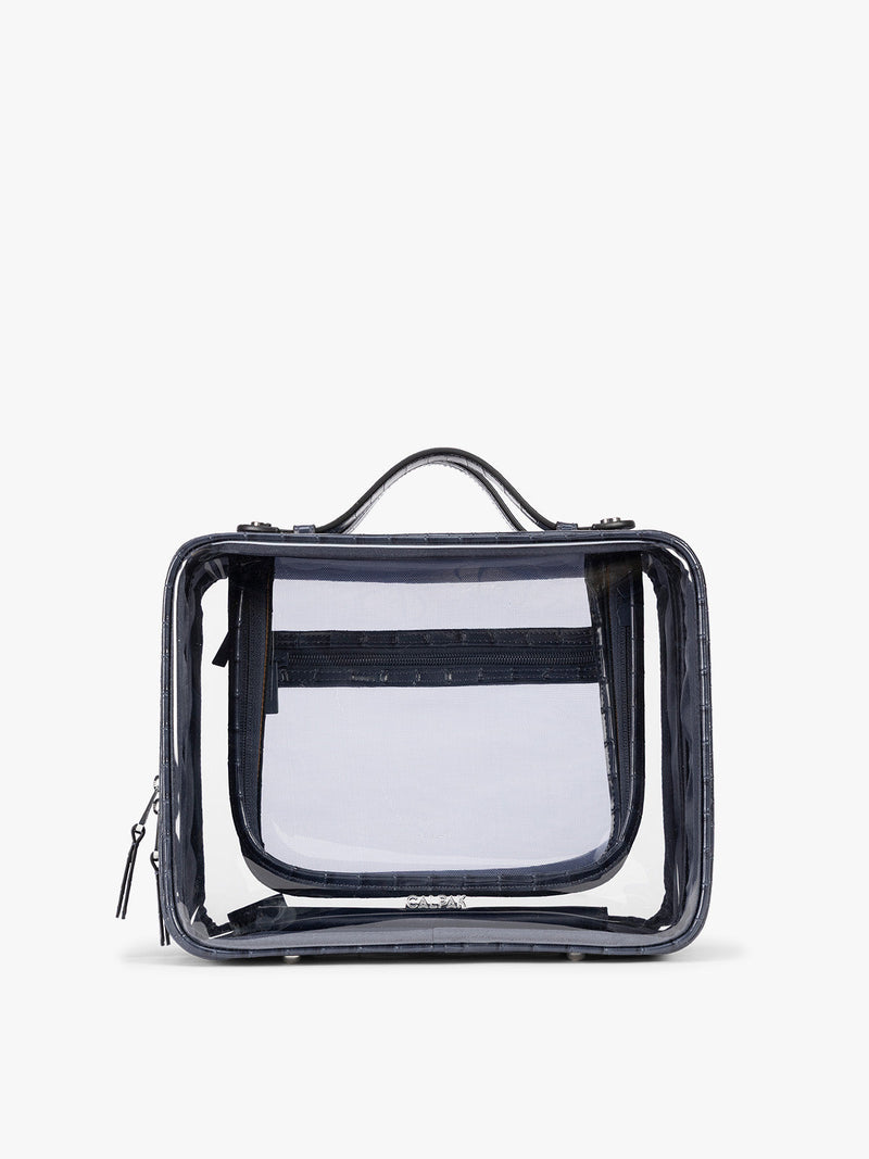 Large Clear Cosmetics Case in Croc-Embossed
