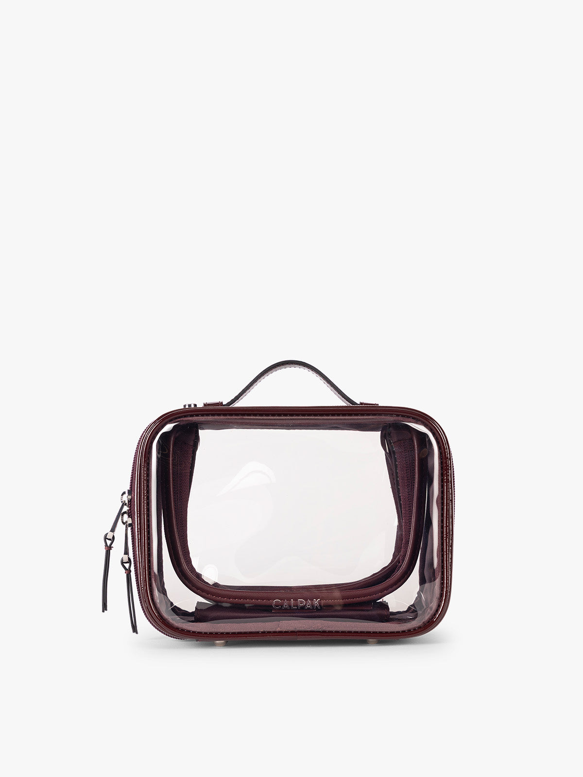Small Clear Cosmetics Case in Glazed Dark Cherry