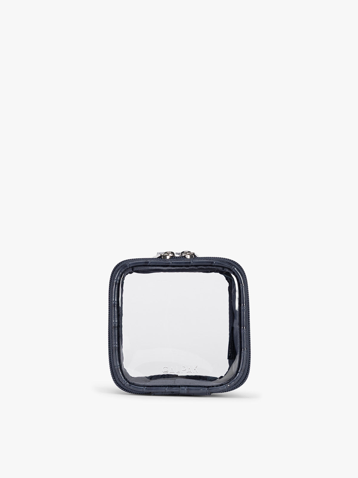 Tiny Clear Cosmetics Case in Croc-Embossed in Navy Croc