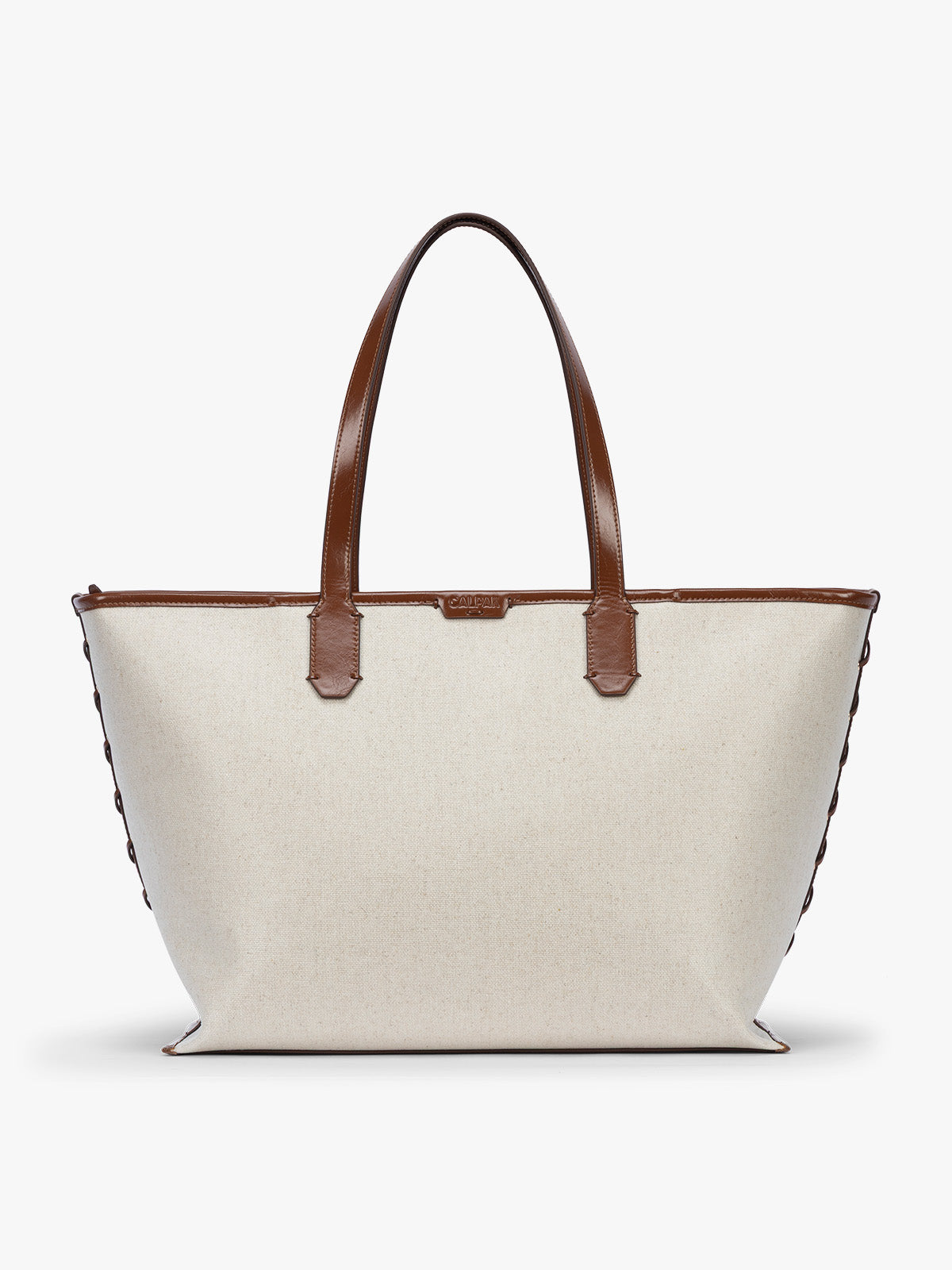 Colette 15" Canvas Laptop Tote in Natural Brown