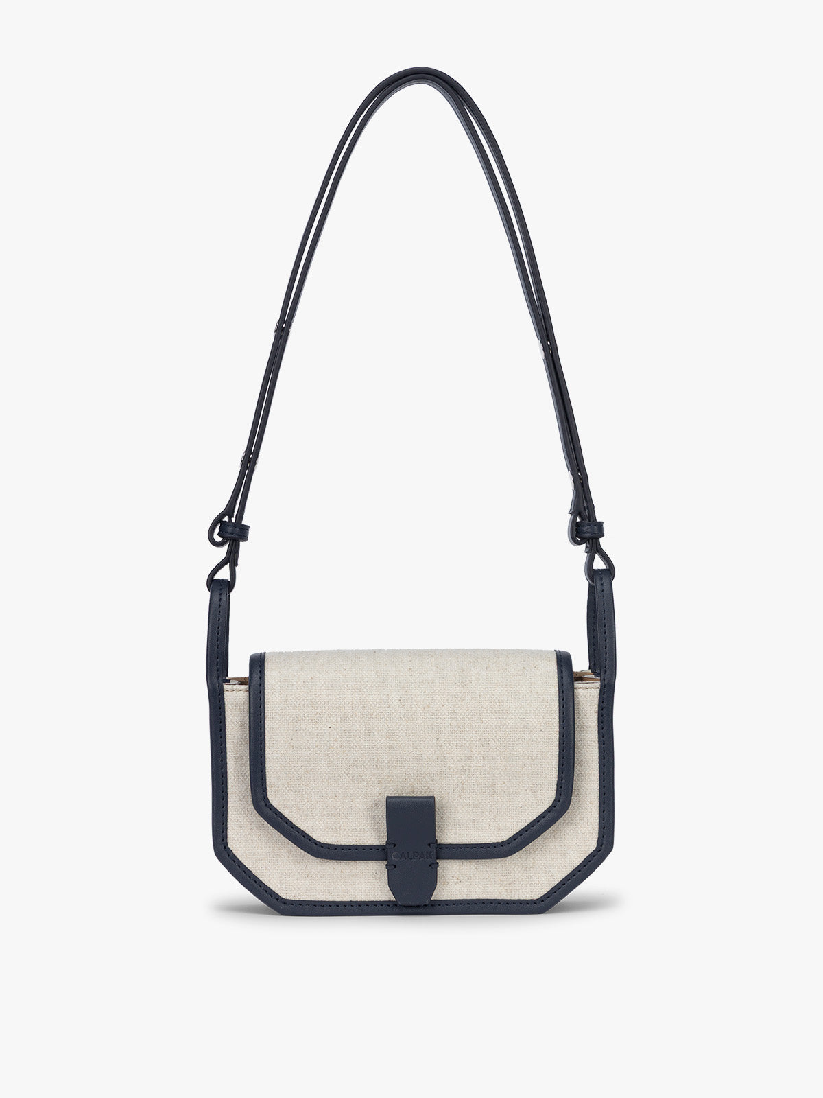 Colette Canvas Crossbody Wallet Bag in Natural Navy
