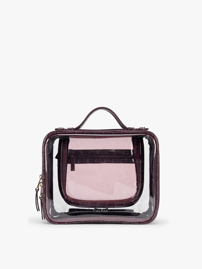 Medium Clear Cosmetics Case in Croc-Embossed